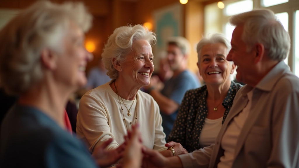 Group of happy dancers socializing and laughing together during a break at a dance event