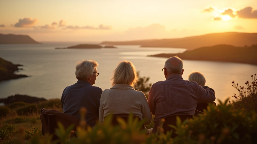 Galway coastline with group of dancers preparing for retreat